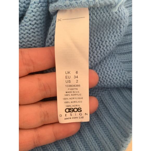 ASOS designs smiley face sweater size 2 small petite woman’s blue - Picture 8 of 8